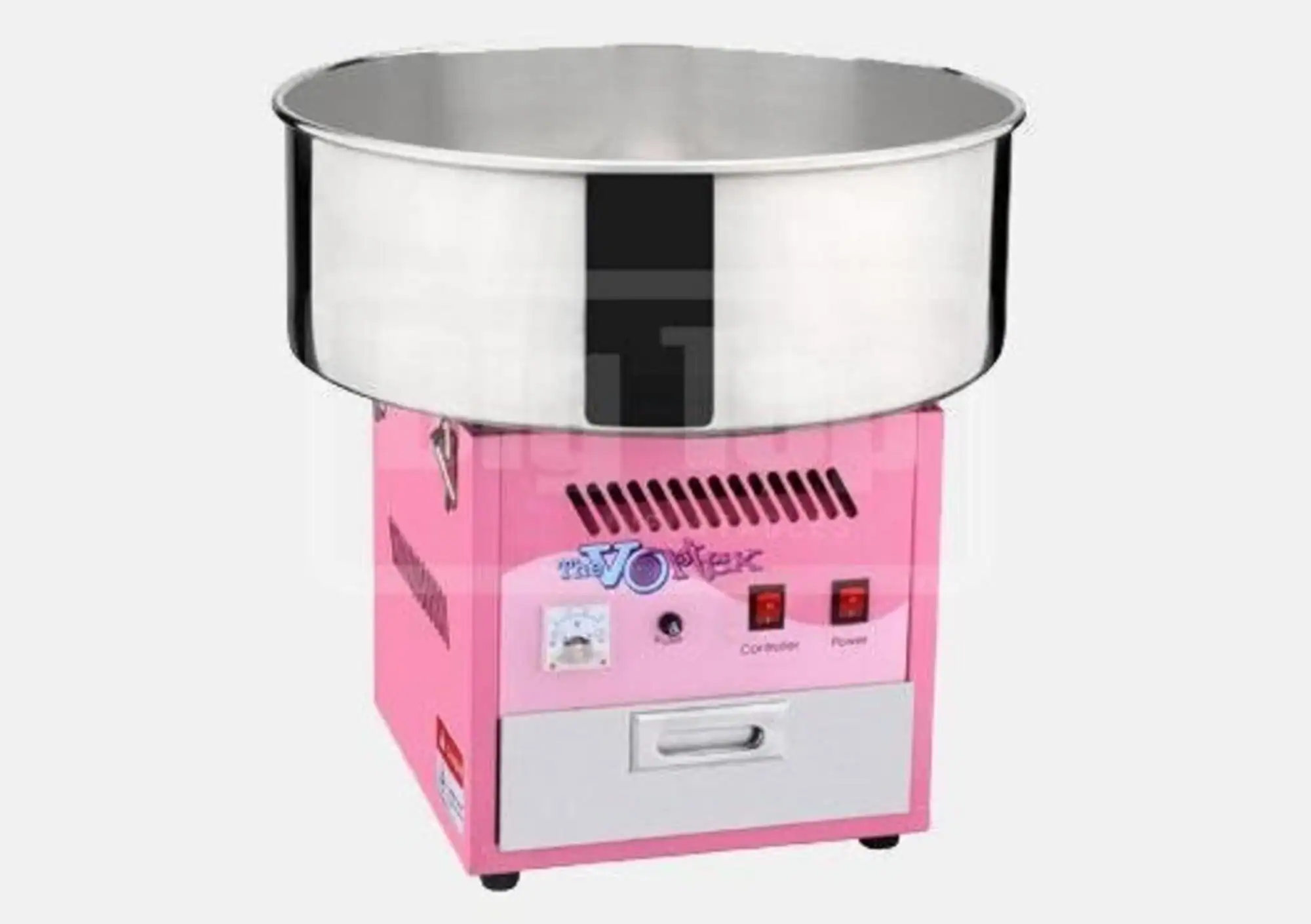 Party Kids America Cotton Candy Machine Pink cotton candy machine for kids' parties and events.